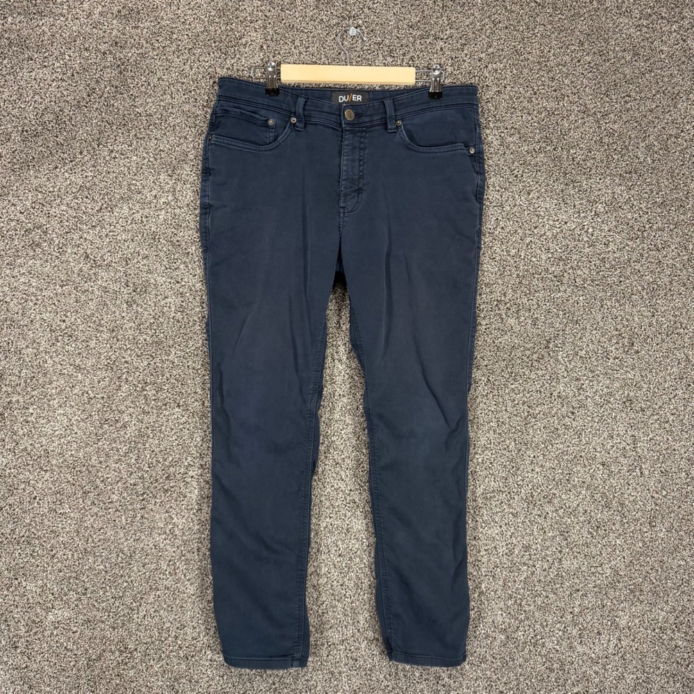 DUER N2X No Sweat Pants Mens 34/30 Blue Slim Tapered Fit Performance Stretch